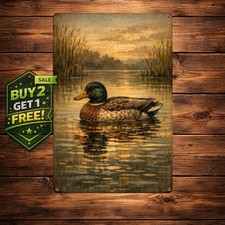 Mallard Duck Reflection Wall Art Vintage Duck Plaque Metal Sign 8x12 picture