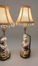 Vintage Cordy Lamp Busts Victorian Aristocrat Lady & Gent  W/New Shades & Wiring picture