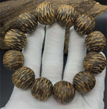 20mm*12 Real Dalakan Wild Agarwood Bracelet Aloewood Mala Meditation Prayer Bead picture