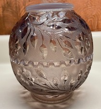 Vintage WESTMORELAND GLASS Purple Opalescent FIREBALL FAIRY LAMP~2 Tops picture