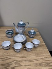 Vintage Japanese Dragonware Moriage Tea Set, 13pc: Teapot, 4 Cups/Saucers, 5oz picture