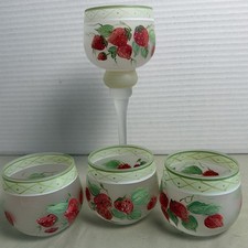 Frosted Strawberry Candle Holder Set Of 4 picture