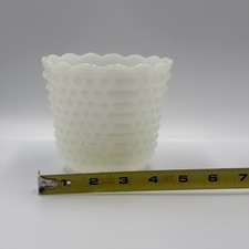 Vintage Fire King Milk Glass Hobnail Scalloped Planter picture