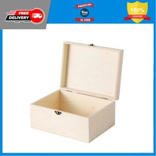 2 Pack Large Unfinished Wooden Boxes with Locking Clasps DIY Keepsake Storage picture