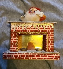 Vintage Christmas Santa Claus & Fireplace Decoration Made In Japan picture