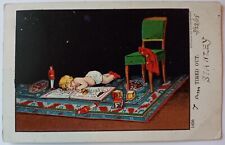 Little Boy Fell Asleep Tired Trumpet Solders Toys Antique Postcard 1908 Undivide picture