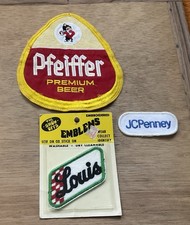 Vtg 3 Patch Lot - Pfeiffer Premium Beer Route Drivers Shirt, JC Penney, Racing picture