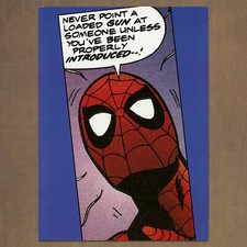 Unused Vintage 1994 OZ MARVEL COMICS SPIDER-MAN Birthday Card, Hand Over Present picture