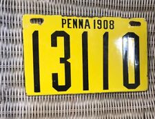 1908 Pennsylvania Porcelain License Plate - GLOSSY - STAMPED ING - RICH picture