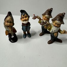 4 Vintage Elf Ornaments Elves Pixie Dwarves Gnome Christmas Hong Kong Plastic picture