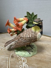 LENOX HORNED LARK Garden Bird Orange Trumpet Vine flower - - 2001 picture
