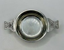 Vintage Scottish Pewter Quaich Bowl – Celtic Knot Handles, Rotary INT, NICE picture