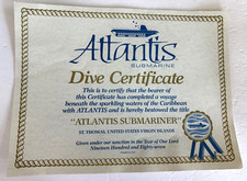 Vintage Atlantis Submariner Dive Diving Certificate 1987 St. Thomas Virgin Islnd picture