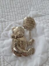 1986 Hand & Hammer Sterling Silver Teddy Bear Christmas Holiday Ornament and Pin picture