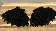 EUC Vintage EDWARDIAN Style CROCHET Black LACE CUFFS For Coat Dress Short Trim picture