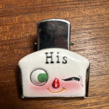 Holt Howard “His “ Clip MCM Ceramic And Chrome  picture