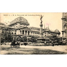 1912 Vienna Austria Postcard University of Vienna Liebenberg Monument Sepia RPPC picture