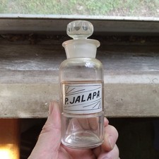 1880s P.JALAPA LABEL UNDER GLASS APOTHECARY STOPPER DRUGSTORE MEDICINE BOTTLE picture
