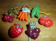 vintage Vegetable glass set of 6 painted realistics picture