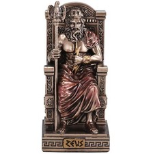 Veronese Design 3 3/8 Inch Zeus Sitting On Throne Holding Thunderbolt Resin S... picture