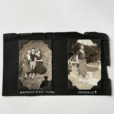 Vintage Snapshot Photograph Beautiful Young Women Young Man Hay Backdrop picture