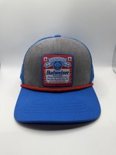 Budweiser Genuine King of Beers Blue Gray Mesh Trucker Hat Snapback picture