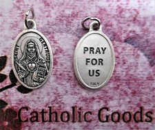 Saint St. Gertrude - Pray for Us - Oxidized Italian Die Cast 1 inch Medal  picture