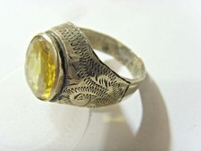 1700s antique tribal wedding ring sz 11 gldn citrin low gold central Asia hf1715 picture