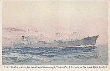 SS Santa Maria Japan Ship Uraga Dock Artist Drawing Postcard I50 picture