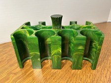 Fantastic Green & Yellow Swirl Catalin Bakelite Poker Chip Caddy 785.9g picture