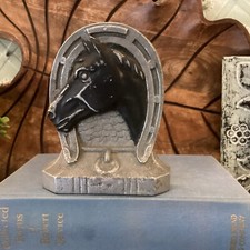 Vintage Horse Head with Horshoe bookend Shabby Equestrian Horse Lover Gift picture