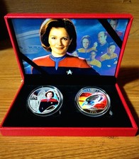 2014-.999 Fine Silver Plated-2 Piece Captain Janeway--Series Collector Set. picture