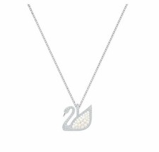 Swarovski ICONIC SWAN PENDANT, White, Rhodium Plated -5411791 New picture