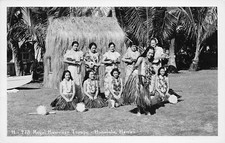 J76/ Hawaii RPPC Postcard c1940s Native Hawaiian Hula Girls 22 picture