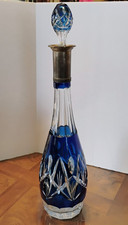 Vintage Val St. Lambert Cobalt Blue Crystal Wine Decanter Early 20th C. 17