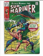 SUB-MARINER 10 - VG/F 5.0 - BARRACUDA - LEMURIANS - NAGA (1969) picture