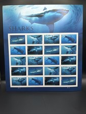 2017 USPS Sharks Forever Stamp Sheet of 20 Collectible Stamps picture