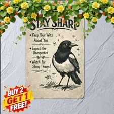 Funny Crow Bird Watching Humor Country Barn Metal Tin Sign Wall Decor picture