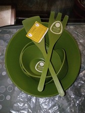 Vintage Acca Ware David Douglas Avocado Green Salad Serving Set 7 Pieces NOS picture