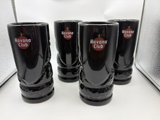 Havana Club Rum Black Ceramic Cocktail Glasses Tiki-Style Design Set of 4 RARE picture