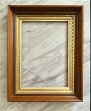 Antique 19thC Walnut Deep Well Picture Frame Gilt Liner Victorian Fits 16.75x12 picture