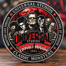 Universal Studios Classic Monsters Fright Nights Horror Challenge Coin 2 side US picture