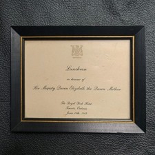 June 16 1962 Queen Mother Canada Tour Framed Luncheon Royal York Hotel Toronto picture