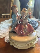 Vintage Josef Originals Music Box, Girl  Pink Dress,boy blue jacket. Works picture