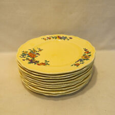 Set of 10 Beautiful Vintage NEWELL Shape Plates, Lt Yellow, Homer Laughlin, 1929 picture