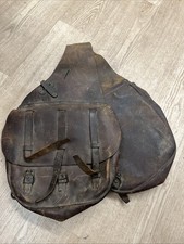 Original WWI US Army Cavalry M1904 Leather Saddlebags Stamped US Clinton 1917 picture