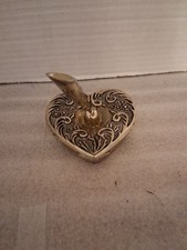 Vintage Godinger Silver Art Co. 1992 Heart Shaped Pen Holder W Flowers Scrolls picture