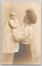 c1904-18 AZO RPPC Mother Holding Baby White Gown Lipp Studios Philadelphia PA picture