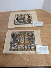 Ancient Egyptian Papyrus Art NEKHBET & Isis & Nephthys 2 Handmade Paintings picture