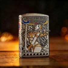 Egyptian Zippo Armor Lighter Tutankhamun & Cleopatra 3D Relief Collectible Gift picture